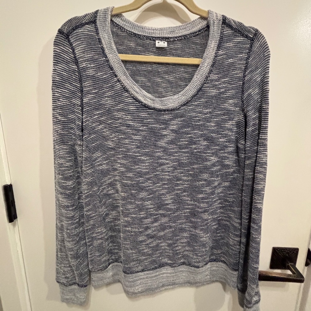 Three Dots L/S blue marled sweater-M
